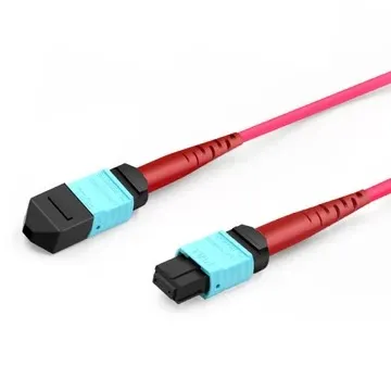 Cabo Trunk MPO Elite Fêmea para Fêmea de 24 Fibras Polaridade B Plenum Multímodo OM4 50/125