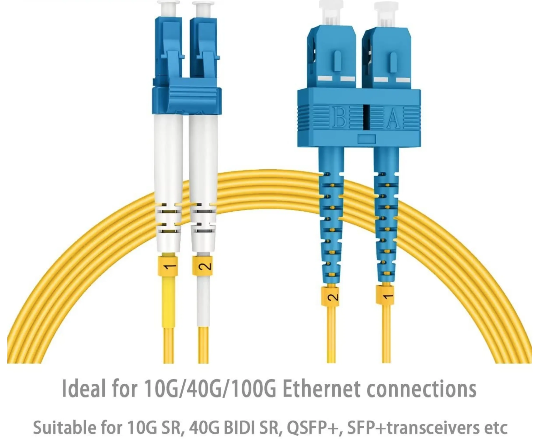 Duplex OS2 9/125μm Single‑Mode Fiber Patch Cord LC UPC to SC UPC, OD LSZH Jacket Low Insertion Loss Optical Jumper for FTTH Data Center Cabling - Image 2