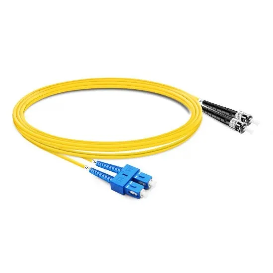 Duplex OS2 Single Mode Fiber Patch Cord SC UPC to ST UPC,  LSZH Jacket Low Insertion Loss Optical Jumper for Mixed‑Connector Telecom Cabling