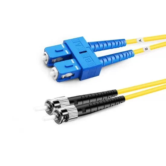 Duplex OS2 Single Mode Fiber Patch Cord SC UPC to ST UPC,  LSZH Jacket Low Insertion Loss Optical Jumper for Mixed‑Connector Telecom Cabling