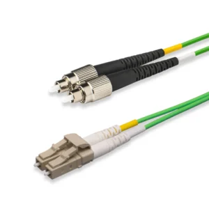 LC/UPC to FC/UPC Multimode OM5 Duplex Fiber Patch Cable OM5 50 µm  Fiber  Lime Green LSZH Jacket, Beige Connectors