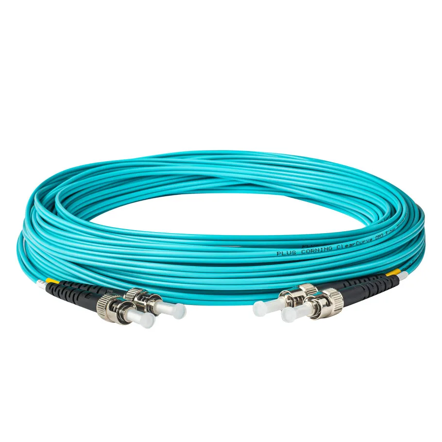 OM3 デュプレックス マルチモード ファイバー パッチコード ST-UPC to ST-UPC、アクア LSZH ジャケット 10Gbps、カスタム長 低挿入損失 LAN & データセンター用
