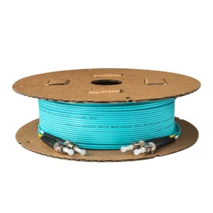 OM3 Duplex Multimode Fiber Patch Cord ST‑UPC to ST‑UPC, Aqua LSZH Jacket 10Gbps, Custom Length Low Insertion Loss for LAN & Data Center - 画像 (3)