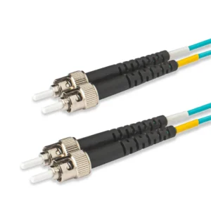 OM3 Duplex Multimode Fiber Patch Cord ST‑UPC to ST‑UPC, Aqua LSZH Jacket 10Gbps, Custom Length Low Insertion Loss for LAN & Data Center - 画像 (2)