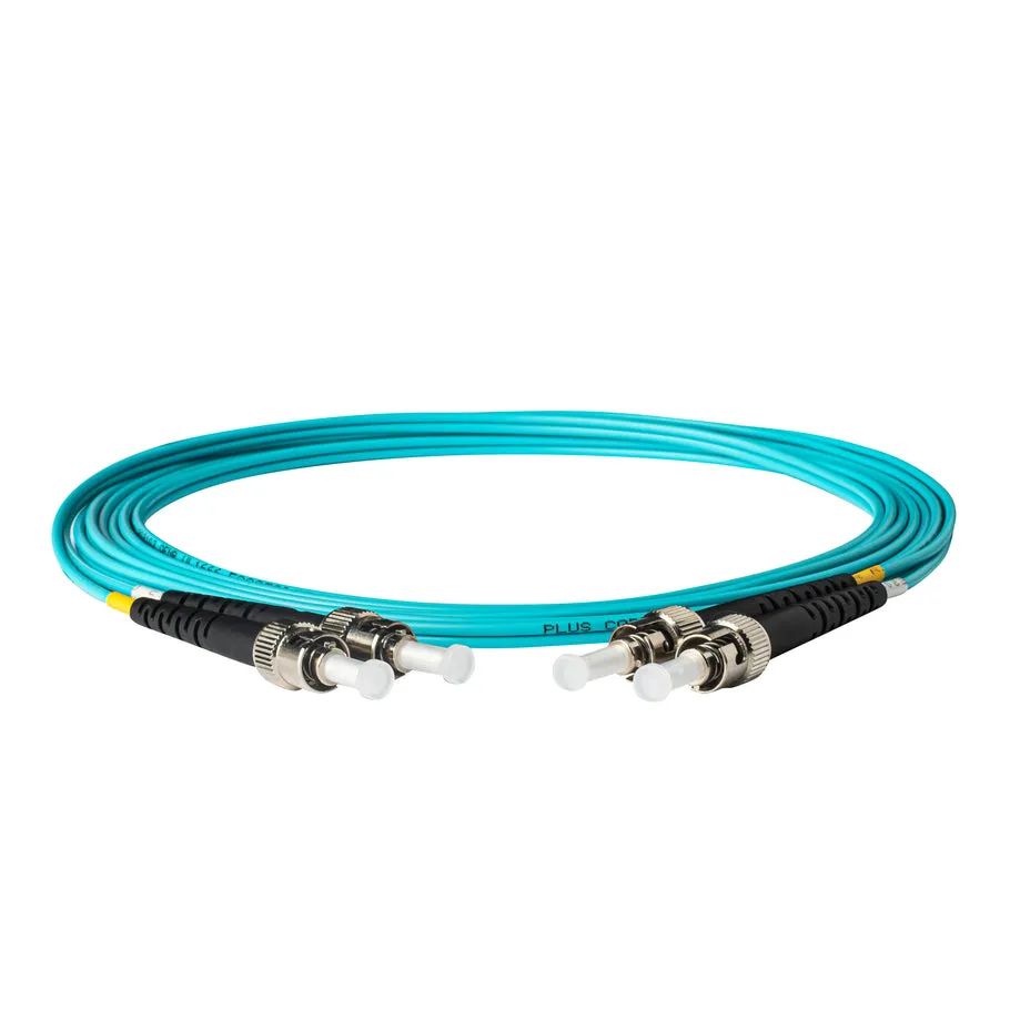 OM3 デュプレックス マルチモード ファイバー パッチコード ST-UPC to ST-UPC、アクア LSZH ジャケット 10Gbps、カスタム長 低挿入損失 LAN & データセンター用