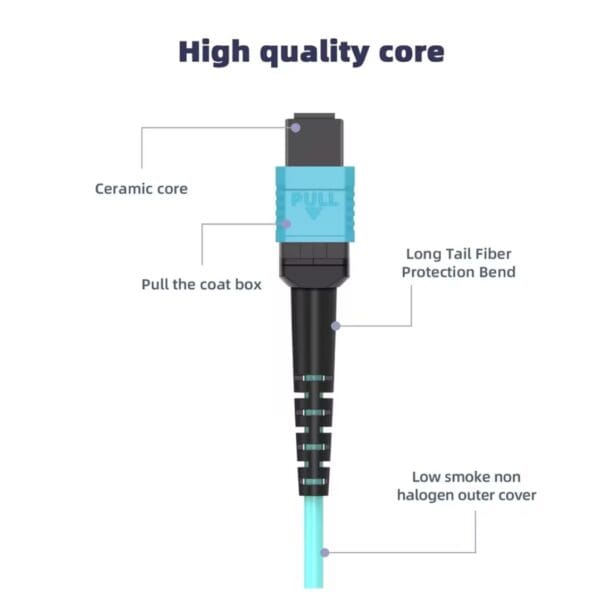 100G MPO OM3/PC Fiber Patch Wire Multimode 12Cores APC UPC Female to Female Type B Flat Angle
