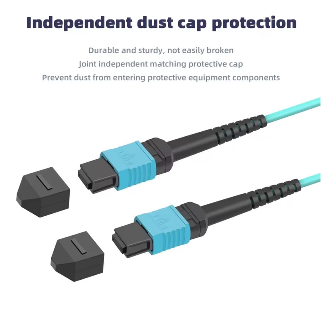 100G MPO OM3/PC Fiber Patch Wire Multimode 12Cores APC UPC Female to Female Type B Flat Angle - Image 3