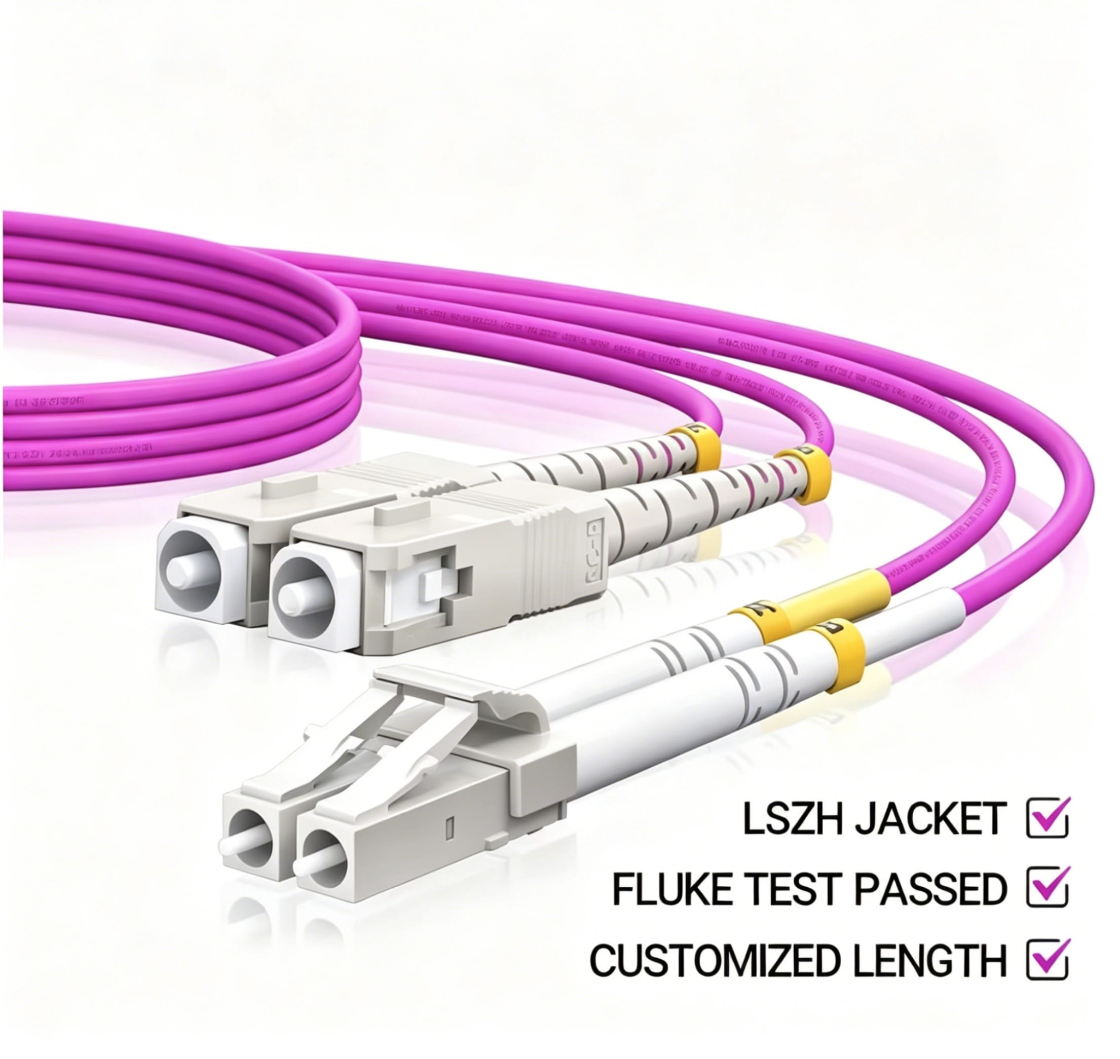 LC to SC UPC OM4 Fiber Optic Patch Cable 40G Multi Mode Duplex, 50/125μm, OD 2.0mm, LSZH OFNR - изображение 1