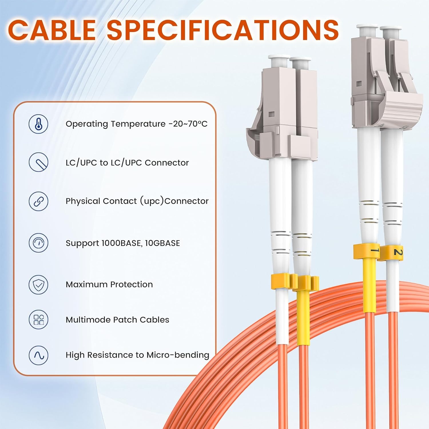 Duplex OM2 Multimode Fiber Patch Cord LC‑UPC to LC‑UPC, LSZH Jacket High‑Bandwidth Optical Jumper for Data Center Short‑Reach Cabling – Bild 8