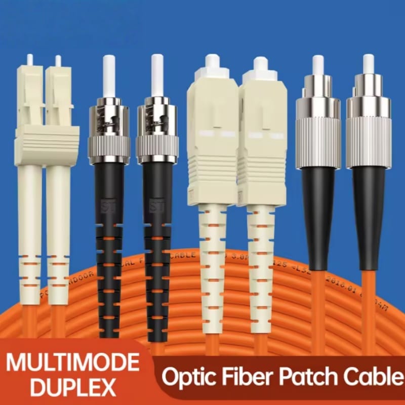 Duplex OM2 Multimode Fiber Patch Cord 50/125μm UPC‑UPC, SC/LC/FC/ST Optional Connectors  LSZH OFNR Jacket Optical Jumper for LAN Data Center