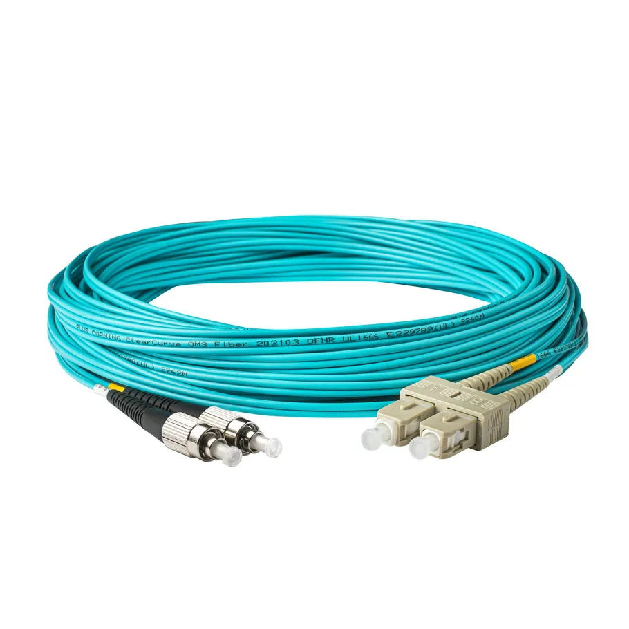 OM3 Duplex Multimode Fiber Patch Cord SC‑UPC to FC‑UPC, Mixed‑Connector Optical Jumper