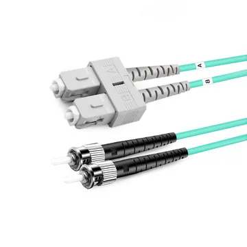 Duplex OM3 Multimode Fiber Patch Cord SC UPC to ST UPC LSZH 2.0mm 50/125μm