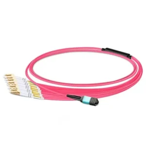 OM4 MPO UPC Female to 6 LC UPC Duplex 50/125 Multimode Fiber Breakout Cable, 12 Fibers Type B, LSZH 2.0mm,