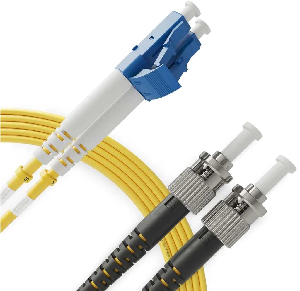 Cabo de remendo de fibra monomodo Duplex OS2 9/125µm LC-UPC para ST-UPC, bainha LSZH com 2,0 mm de diâmetro exterior (OD), jumper ótico de baixa inserção de perda para cablagem interior de telecomunicações