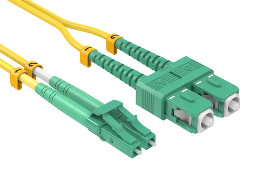 OS2 Duplex Single Mode 9/125 Fiber Patch Cord LC‑APC to SC‑APC, Corning Fiber Core LSZH Jacket Low Return Loss Optical Jumper for PON FTTH