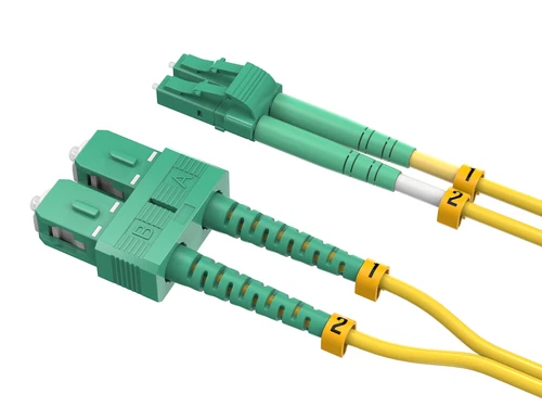 OS2 Duplex Single Mode 9/125 Fiber Patch Cord LC‑APC to SC‑APC, Corning Fiber Core LSZH Jacket Low Return Loss Optical Jumper for PON FTTH