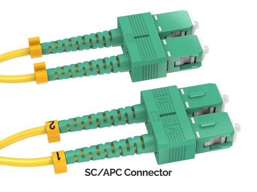 OS2 Duplex Single Mode 9/125 Fiber Patch Cord LC‑APC to SC‑APC, Corning Fiber Core LSZH Jacket Low Return Loss Optical Jumper for PON FTTH
