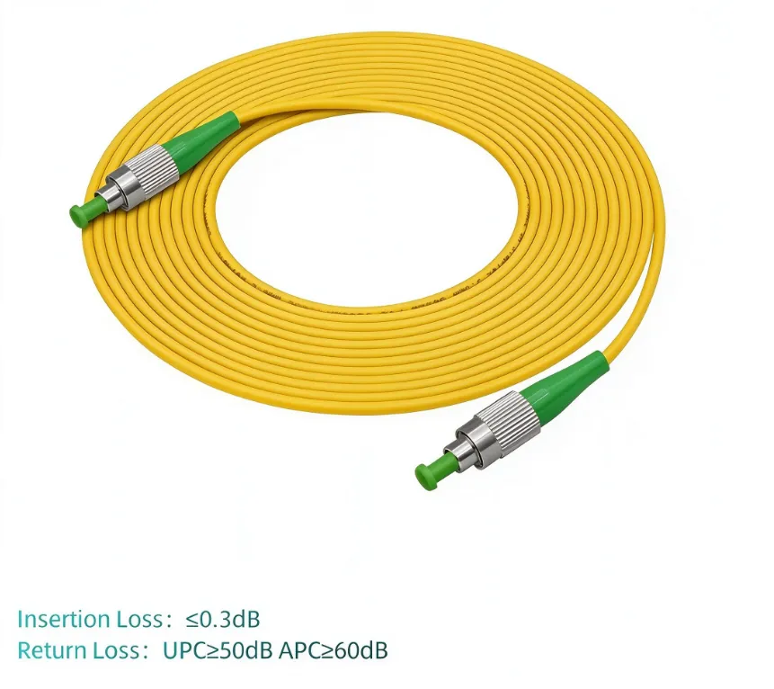 FC/APC to FC/APC OS2 Simplex Single-Mode Fiber Patch Cord, 2.0mm PVC