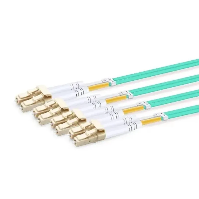 8 Core OM3 Multimode MPO Female to 4 LC UPC Duplex Breakout Fanout Fiber Patch Cord 50/125 LSZH 2.0mm Type B Polarity