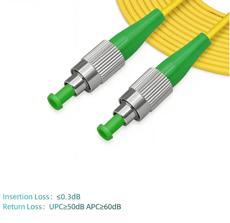 FC/APC to FC/APC OS2 Simplex Single-Mode Fiber Patch Cord, 2.0mm PVC