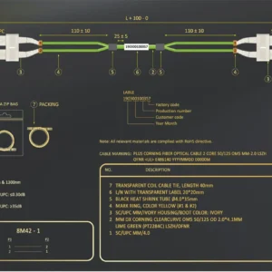 OM5 Duplex Fiber Patch Cord LC UPC‑SC UPC, 50/125μm Multimode LSZH OFNR, Lime Green Wide‑Band Optical Jumper - изображение 2