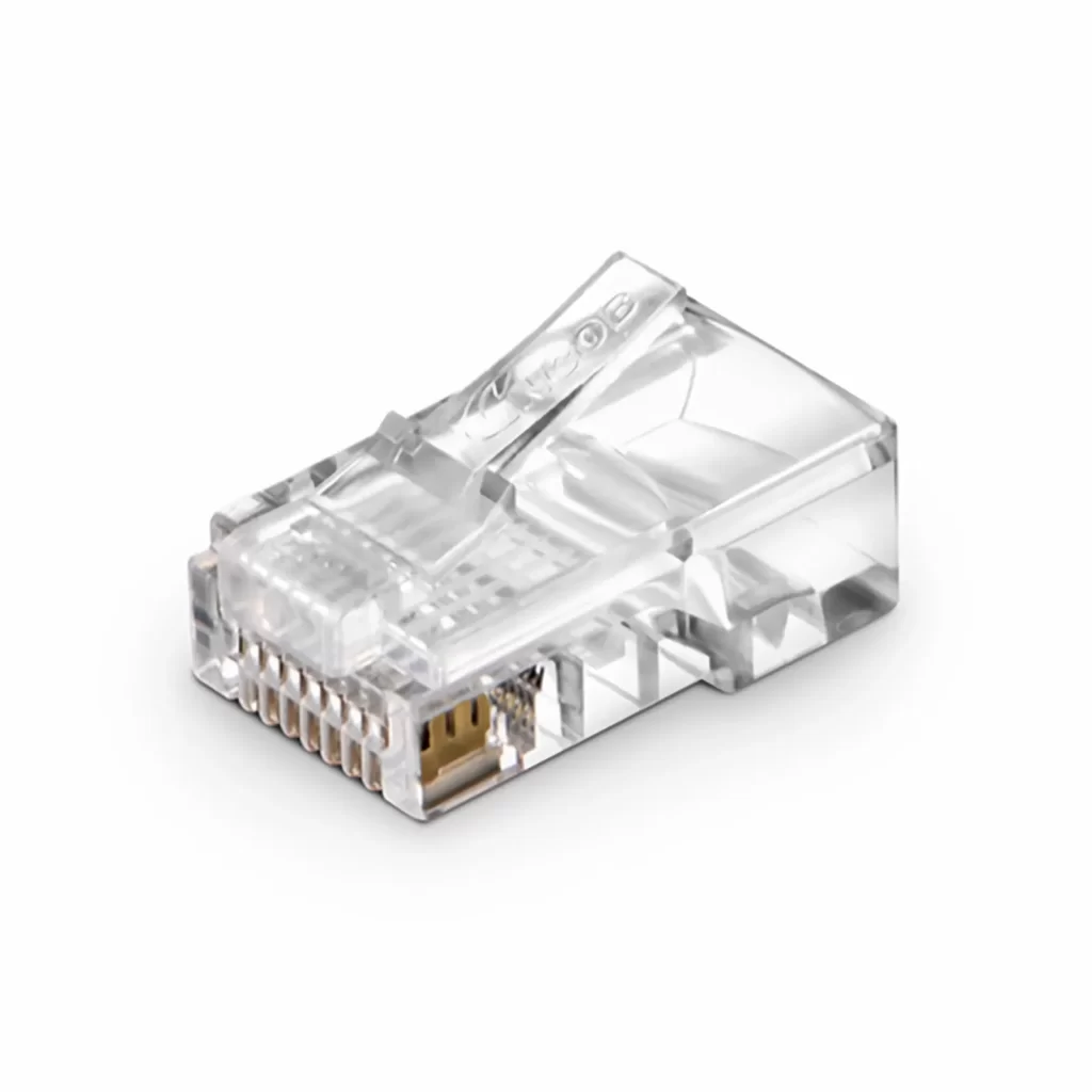 Enchufes modulares estándar Cat5e RJ45, conectores de red sin apantallar para cable de par trenzado sólido o trenzado de 24AWG (paquete de 50)