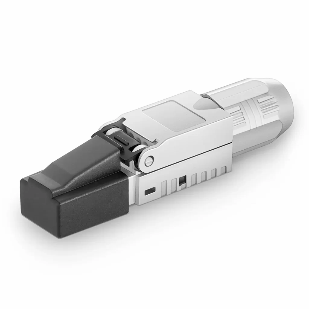 Cat5e/Cat6/Cat6a RJ45 の用具なしのモジュラー プラグ、23~26AWG ツイスト ペアの固体または座礁させたケーブルのための保護されたネットワーク コネクター(10/Pack)