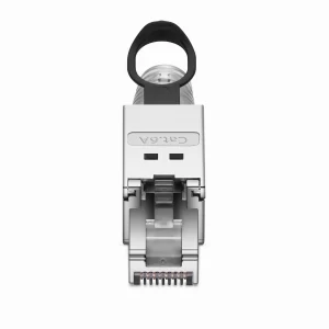 Cat5e/Cat6/Cat6a RJ45 Tool-Free Field Term Modular Plugs with Pull-tab, Shielded Network Connectors for 23~26AWG Twisted Pair Solid or Stranded Cable (10/Pack)