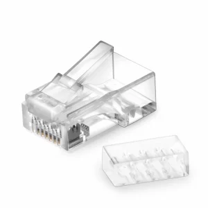 Cat6 RJ45 Standard Modular Plugs (Two-Piece Suit), Unshielded Network Connectors for 23~24AWG Twisted Pair Solid or Stranded Cable (50/Pack)