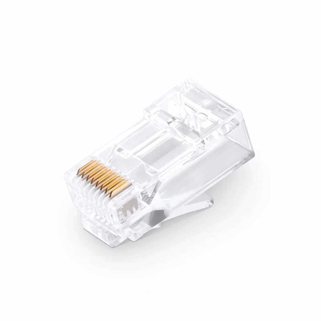 Cat6 RJ45 Pass Through Modular Plugs, Unshielded Network Connectors for 24AWG Twisted Pair Solid or Stranded Cable (50/Pack)