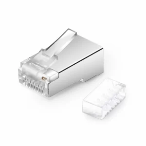 Cat6 RJ45 Standard Modular Plugs (Two-Piece Suit), Shielded Network Connectors for 26AWG Twisted Pair Solid or Stranded Cable (50/Pack)