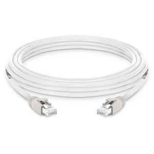 Cat8 24AWG Snagless Shielded (S/FTP) PVC CM Ethernet Network Patch Cable, PoE++, 40G, 2GHz, Off-White