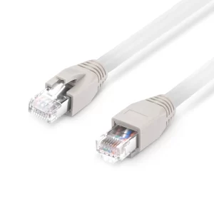 Cable de red Ethernet Cat8 28AWG apantallado sin enganches (S/FTP) de PVC CM, blanco roto