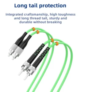 OM5 Duplex Fiber Patch Cord FC UPC‑ST UPC, 50/125μm Multimode LSZH Green Jacket, Wide‑Band Multimode Optical Jumper - Image 2