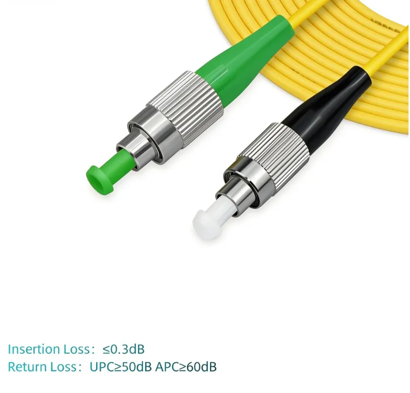 FC/UPC to FC/APC OS2 Simplex Single-Mode Fiber Patch Cord, 2.0mm PVC