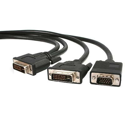 1.8m DVI-I Male to DVI-D Male and HD15 VGA Male Video Splitter Cable