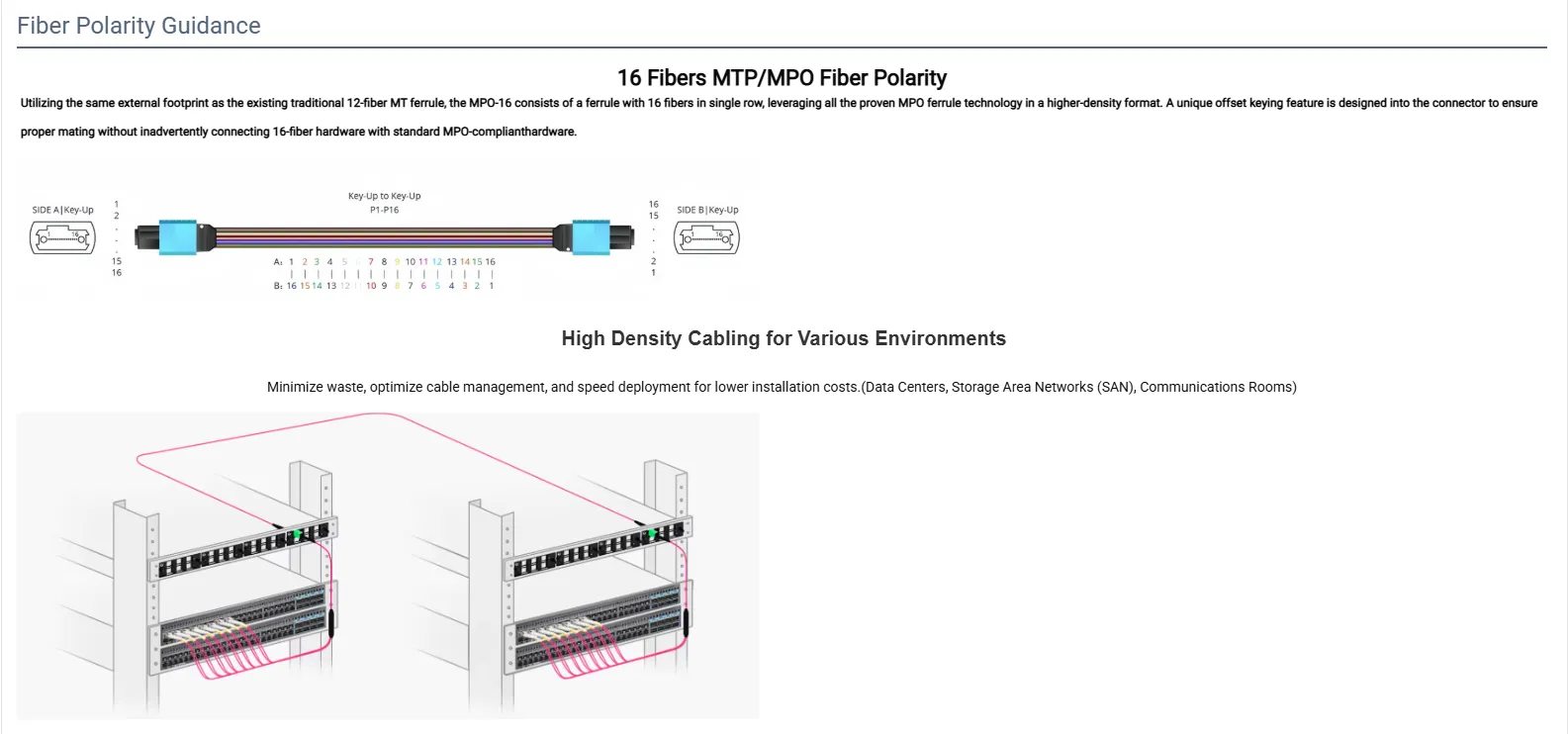 16 Core OM3 50/125 Multimode MPO UPC Female to Female Trunk Fiber Patch Cord Type B Polarity LSZH Jacket - Image 2