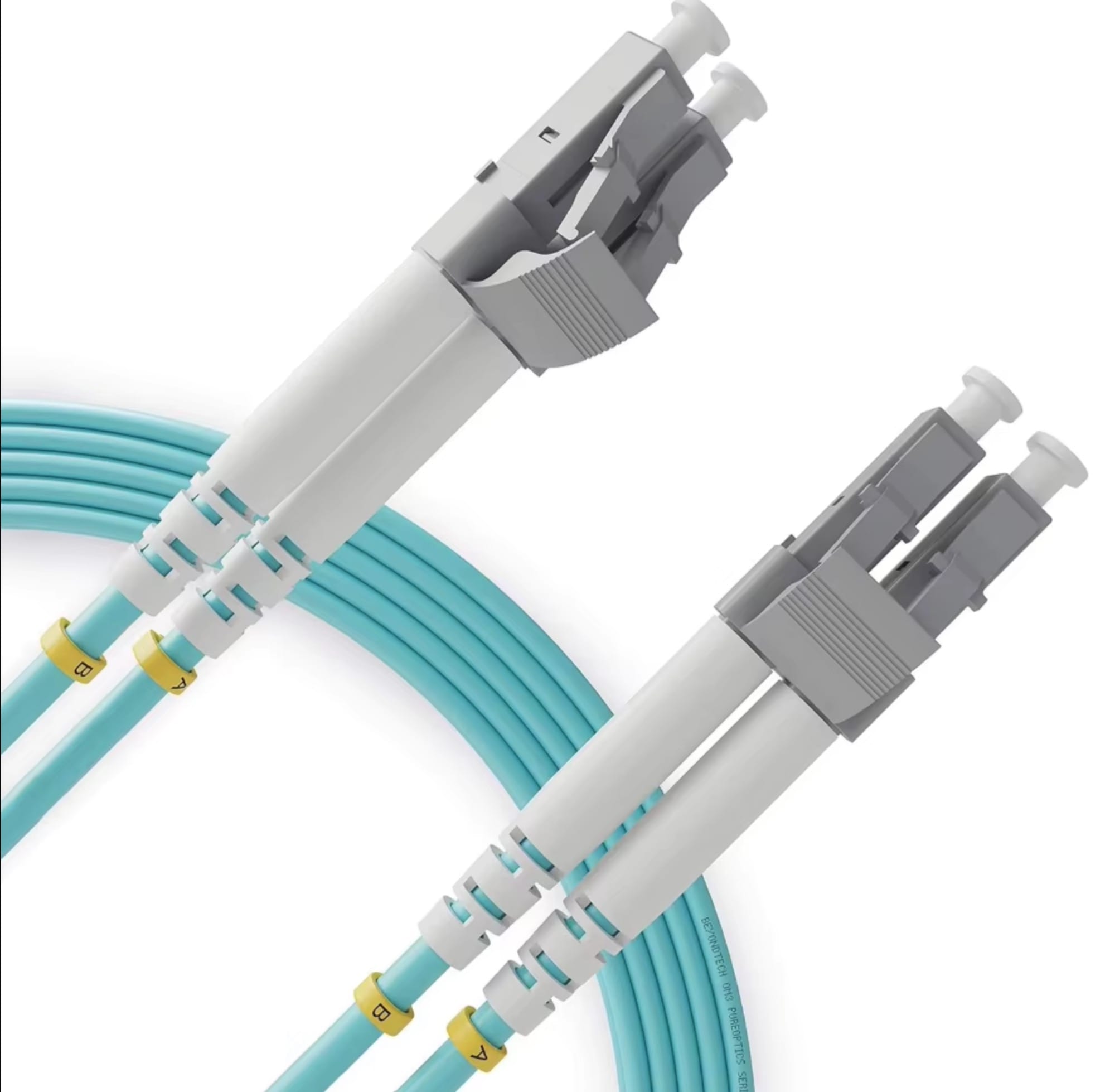 OM3 Fiber Optic Patch Cable (Carrier grade) LC UPC to LC UPC Duplex 3.0mm 50/125μm 10Gbps Multimode Riser (LSZH) - Image 1
