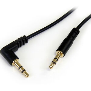 0.5m/1m/1.8m Slim 3.5mm to Right Angle Stereo Audio Cable - M/M