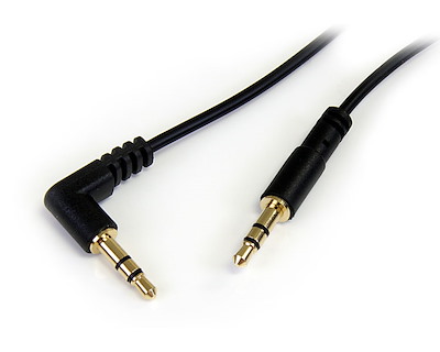 0.5m/1m/1.8m Slim 3.5mm to Right Angle Stereo Audio Cable - M/M