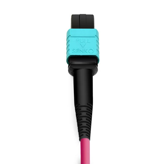 MPO UPC Female to 4 LC UPC Duplex OM4 50/125 Multimode Fiber Breakout Cable, 8 Fibers Type B, LSZH, Aqua/Violet - Image 2