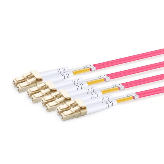 MPO UPC Female to 4 LC UPC Duplex OM4 50/125 Multimode Fiber Breakout Cable, 8 Fibers Type B, LSZH, Aqua/Violet - Image 4