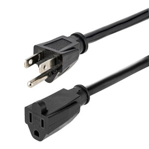 Power Extension Cord, NEMA 5-15R to NEMA 5-15P Black Extension Cord, 13A 125V, 16AWG, Outlet Extension Power Cable, NEMA 5-15R to NEMA 5-15P AC Computer Power Cord - UL Listed