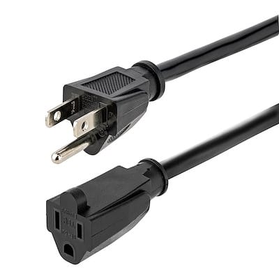 Heavy Duty Extension Cord, NEMA 5-15R to NEMA 5-15P Black Extension Cord, 15A 125V, 14AWG, Heavy Gauge Power Extension Cable, NEMA 5-15R to NEMA 5-15P AC Power Cord - UL Listed