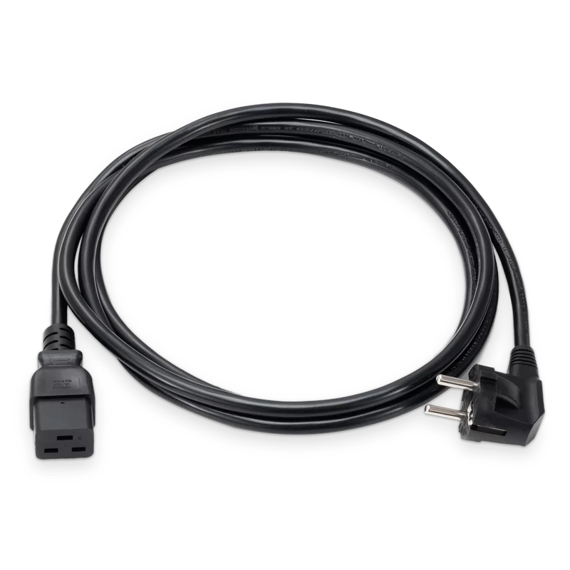 2.5m CEE7-VII to C19 1.5mm² 16A/250V Power Extension Cord, Black