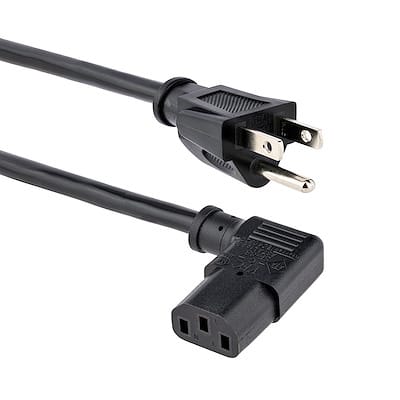 Computer-Netzkabel, 18AWG, NEMA 5-15P zu rechtwinkligem C13, 10A 125V, schwarz Ersatz-AC-Netzkabel, Drucker-Netzkabel, PC-Netzkabel, Monitor-Netzkabel - UL-gelistet
