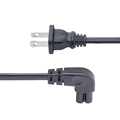 Laptop Power Cord, NEMA 1-15P to Right Angle C7, 7A 125V, 18AWG, Laptop Charger Cable, Replacement Power Brick Cable, TAA Compliant, UL Listed - Image 2