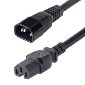 Heavy Duty Extension Cord, IEC 320 C14 to IEC 320 C15 Black Extension Cord, 15A 250V, 14AWG, Heavy Gauge Power Extension Cable, IEC 320 C14 to IEC 320 C15 AC Power Cord - UL Listed