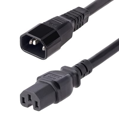 Hochleistungsverlängerungskabel, IEC 320 C14 zu IEC 320 C15 Schwarzes Verlängerungskabel, 15A 250V, 14AWG, Hochleistungsverlängerungskabel, IEC 320 C14 zu IEC 320 C15 AC-Netzkabel - UL-geprüft
