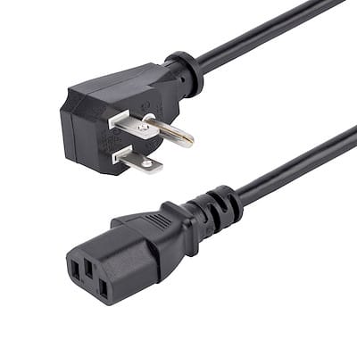 Computer Power Cord, Flat NEMA 5-15P to C13, 10A 125V, 18AWG, Black Replacement AC Power Cord, Printer Power Cord, PC Power Supply Cable, Monitor Power Cable - UL Listed